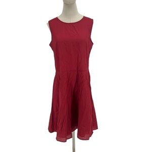 Red Linen Sleeveless Button Up Back Skater Dress Size Medium Junior’s